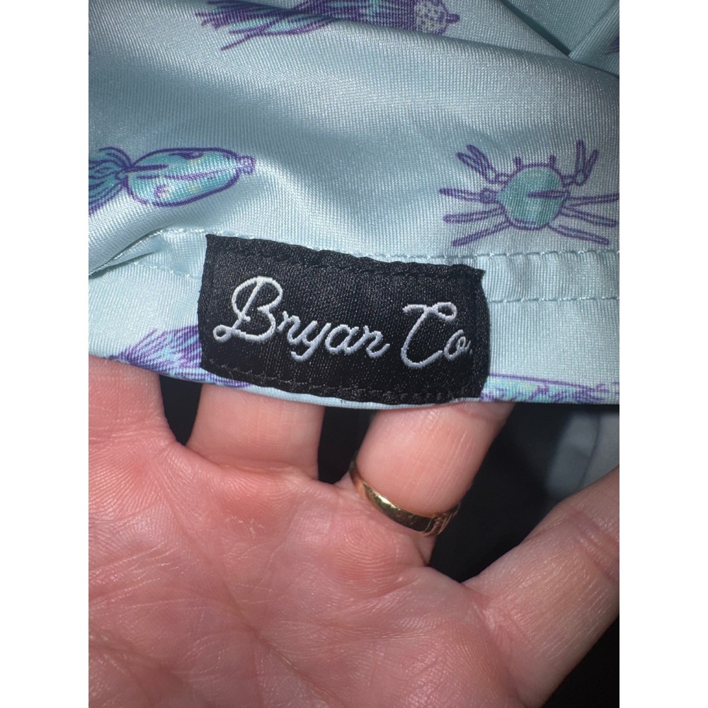 Bryan Co Polo Shirt Mens 2XL Blue Crab Shrimp Fishing Fly Performance Stretch - Picture 4 of 6